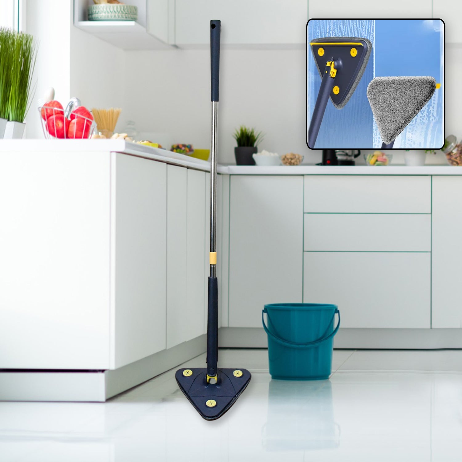 7725 Rotatable Adjustable Triangle Cleaning Mop Triangle Mop with Stainless Steel Long Handle Push-Pull Squeezing Cleaning Mop Dry & Wet Mop for Floor Windows (1 Pc) 7725 Rotatable Adjustable Triangle Cleaning Mop Triangle Mop with Stainless Steel Long Handle Push-Pull Squeezing Cleaning Mop Dry & Wet Mop for Floor Windows (1 Pc)